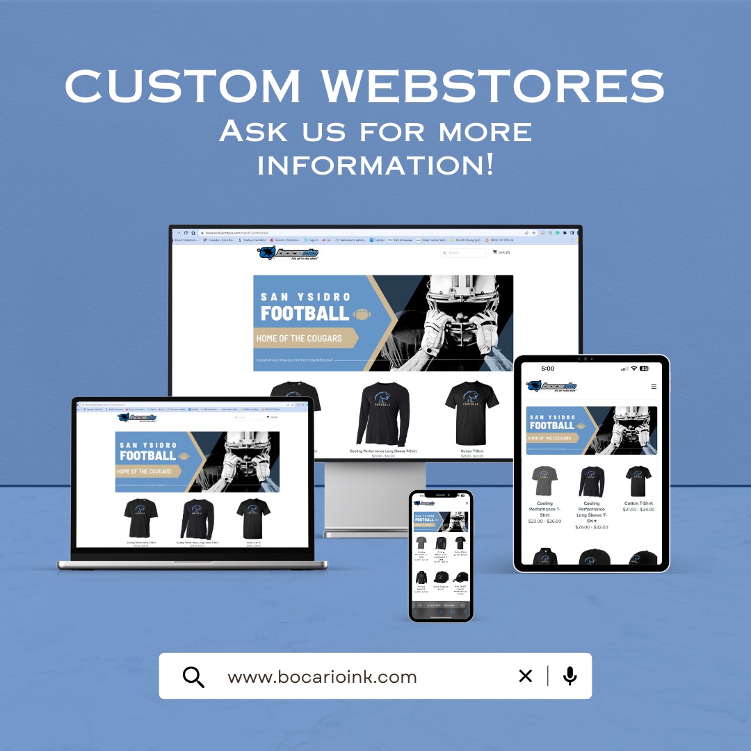Boca Rio custom team webstore shown on desktop, laptop, tablet and phone