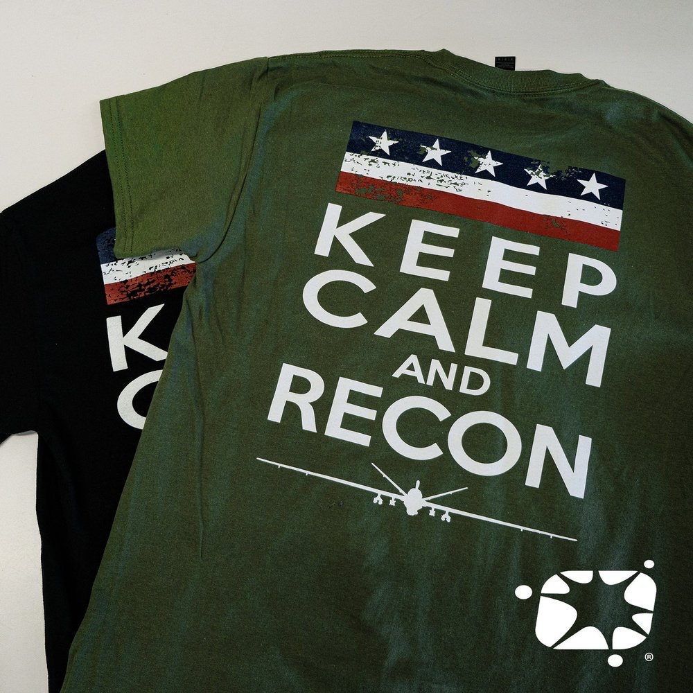 Green and black Keep Calm and Recon military tees